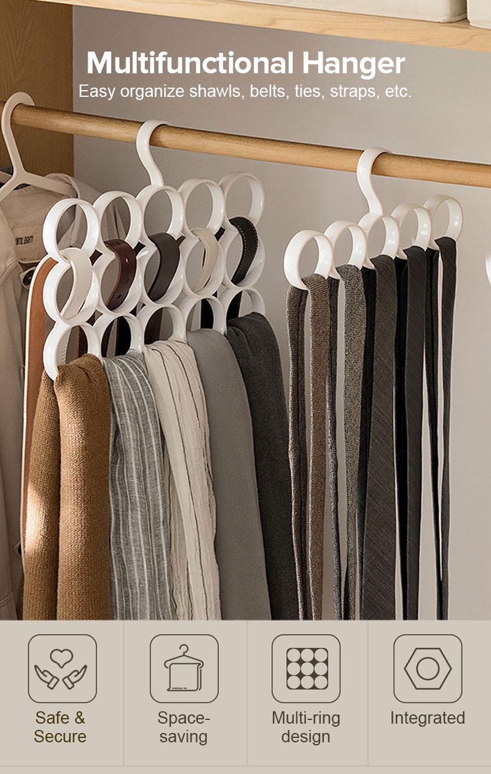 Multifunctional Hanger Tie Ring Rack-1